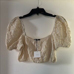 Cream Textured Women's Top